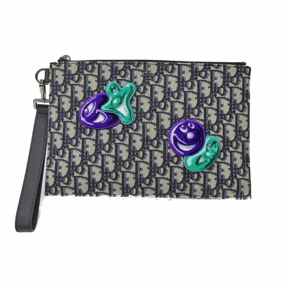 Christian Dior Kenny écharpe collaboration deuxième sac oblique jacquard beige authentique