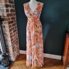 New with tags designer Guess white & orange floral maxi dress size small (uk10)