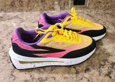 Fila Renno Running Sneakers, Lemon/Knockout Pink/Black,  Women Sz 8.5
