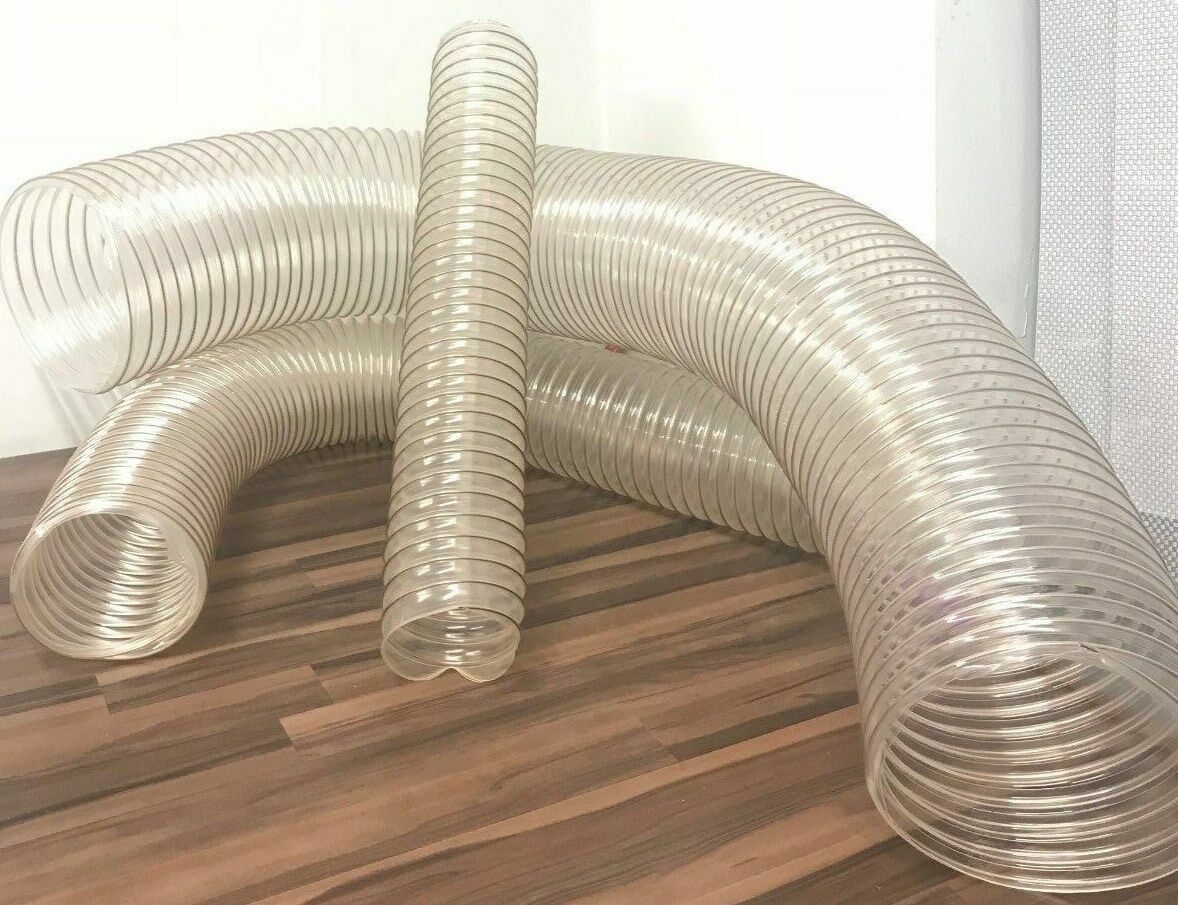 PU Flexible Ducting Hose, 63mm ID X 2m Length - Fully Antistatic Polyurethane Dust Fume Extraction Woodworking Ventilation