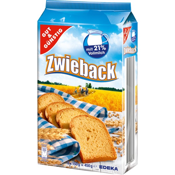 Gut&GüNstig Zwieback Knusprig und Goldgelb Gebacken 450G Packung-image