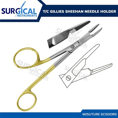 T/C Gillies Sheehan Needle Holder 6'' Surgical Dental Stainless German Grade