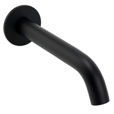 Matte Black Round Bath Spout Wall Mounted Fixed Bathtub Filler Tap Curved Outlet