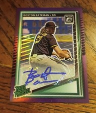 2025 Donruss Baseball Boston Bateman Optic Purple Prizm Autograph  41/49 #118