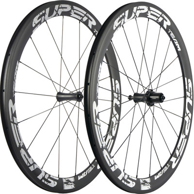 SUPERTEAM White Decal Race Bike Carbon Wheels Clincher 50mm