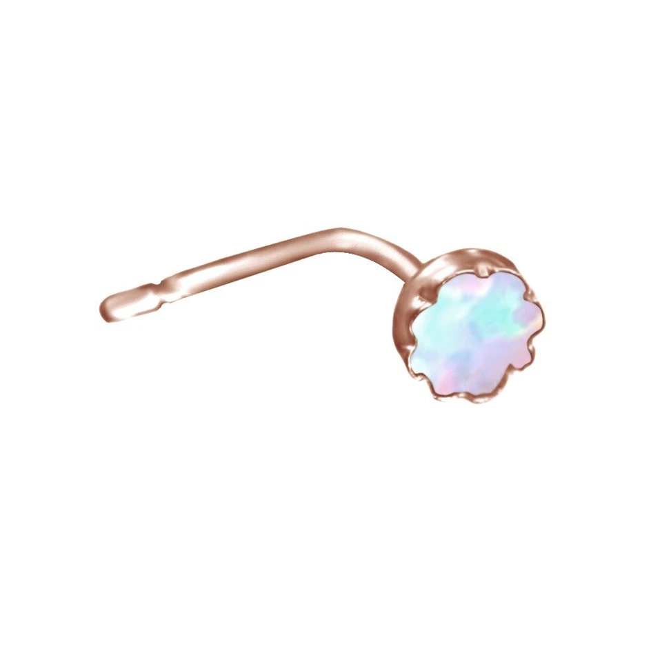 Anillo nariz ópalo blanco de 3 mm enchapado en oro rosa de 14 quilates Foto 4 de 4