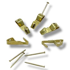PICTURE HOOKS No.0 SINGLE BRASS PLATED 26mm AND HARD PINS FRAMING HANGING HANGER