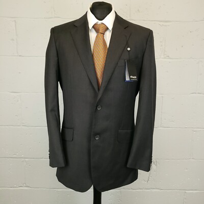 T.M.Lewin Blazer Sakko 41 REG grau anthrazit 2 Knopf uni Wolle 110 UVP 200£