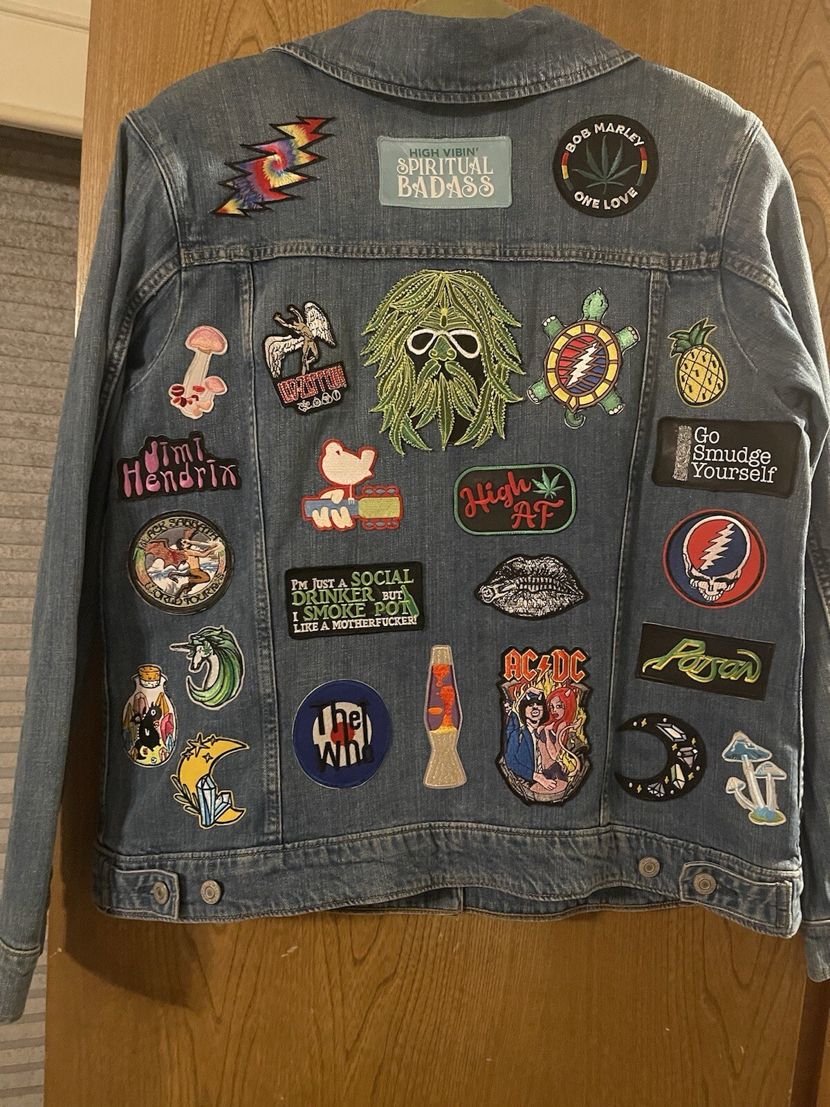 Vintage 1990’s Levi’s Jean Jacket Hippy Style Patched Up Sz. 1X  New & Old Patch