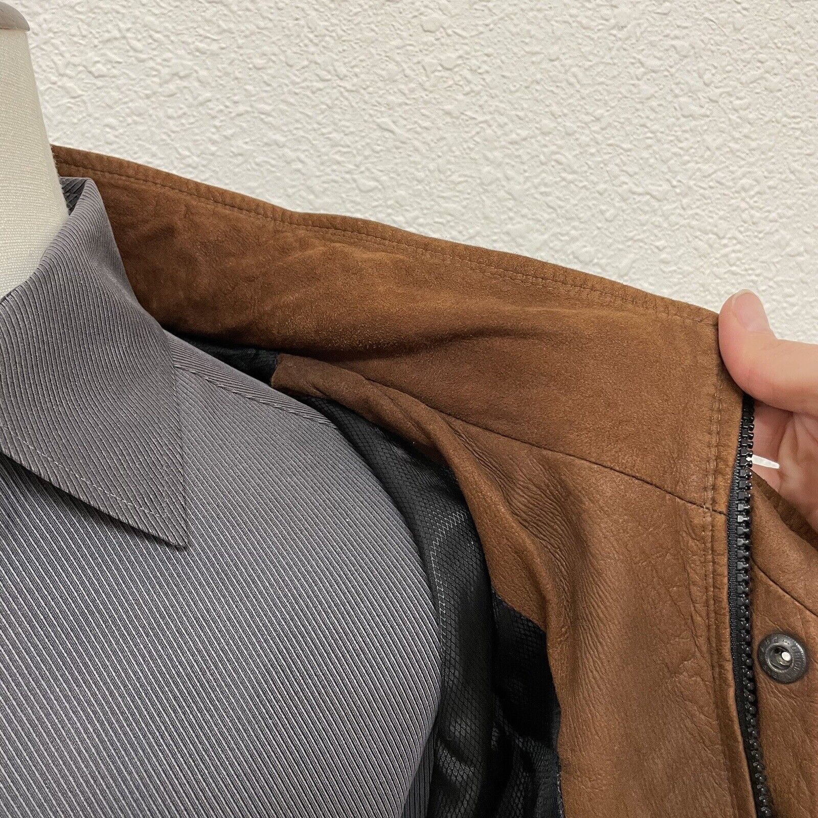Remy Lamb Leather Double Collar Bomber Jacket Bla… - image 9