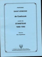 Canada History / Genealogy - Baptisms, Saint Edmond de Coaticook 1868-1992,Book