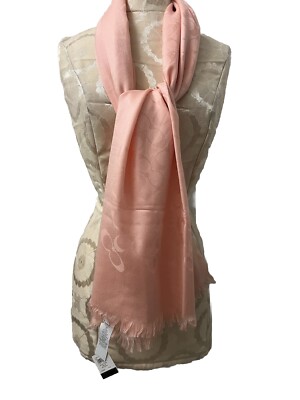 New Coach Blush Pink Bias Signature C Wrap Wool Silk