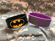 2x COMIC BOOK HEROES / VILLIANS Silicone Bracelet 1  Wide Veteran Operated