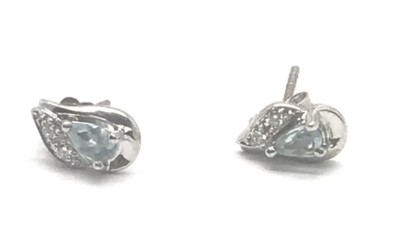 アクセサリー Petit Wave PAIR Pierced Earrings Sterling Silver 925 Pear Blue Topaz Pave CZ Petite Wave Stud
