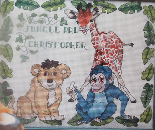 Stickvorlage "Dschungel Tiere Geburtsbild u.a." Kreuzstichmotive