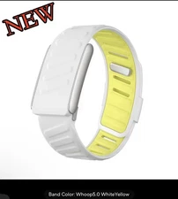 New Whoop mg/5.0 Band Silicone - White With Yellow Band - Whoop 5.0/mg device