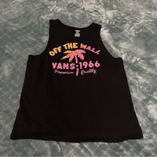 Vans Black Tank with Pink and Yellow Palm Gra...