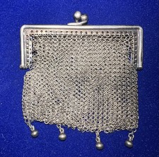 Antique Vintage Victorian Sterling Silver Mesh Purse / Wallet Small