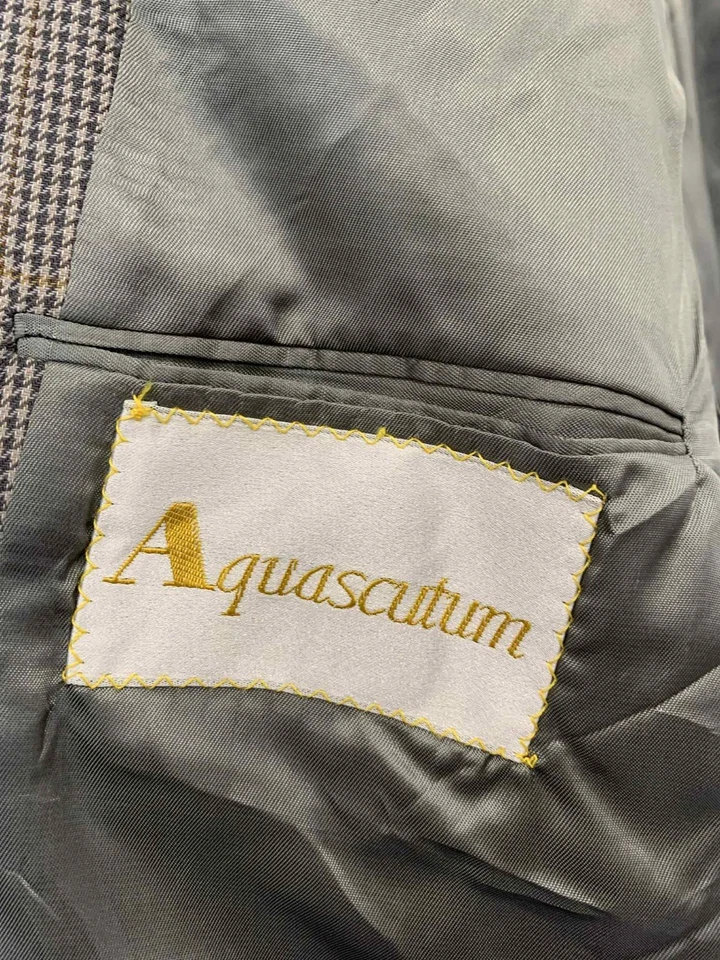 Blazer Abrigo Deportivo Para Hombre Aquascutum 2 Botones Pata de Gallo Gris Lana 46R EE. UU. #25 Foto 3 de 4