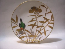 RARE MINTON COLLAMORE JAPANESQUE RAISED GOLD, SILVER ENCRUSTED CABINET PLATE 9.5