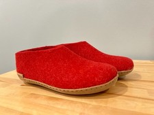 Glerups Shoe Red Slipper with Leather bottom EU Size 37