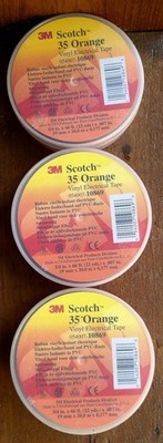 3M 35 Scotch Vinyl Electrical Color Coding Tape- Orange, 3/4 in x 66 ft, 3 Rolls
