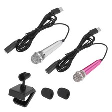 Uxcell Mini Microphone, C-Type Microphone For Mobile Phones, Small, With Holder