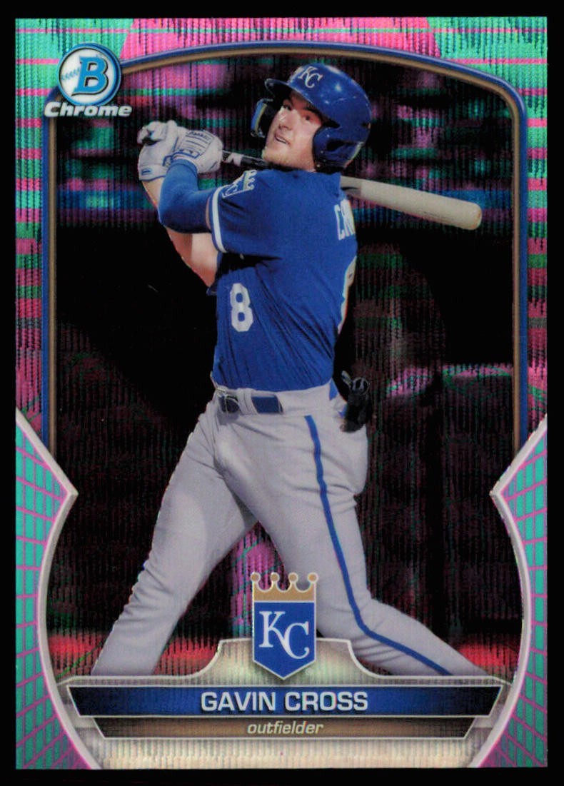 Gavin Cross 2023 Bowman Chrome Prospects #BCP-160 Aqua & Pink Wave /125 Royals