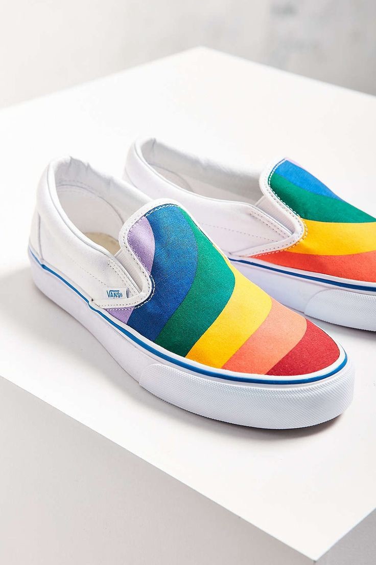 Vans Classic Slip On Rainbow White Men's 3.5 Women's 5 Skate Shoes 