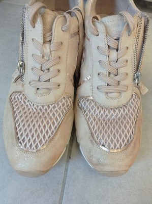 Caprice Herren Sneaker Low Top Beige EU 39 mit Schnürung & Reißverschluss