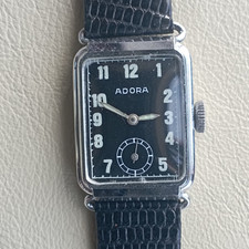 Herrenarmbanduhr Adora 15 Jewels  Rechteck- Tank- Form Puw 500 NOS unbenutzt