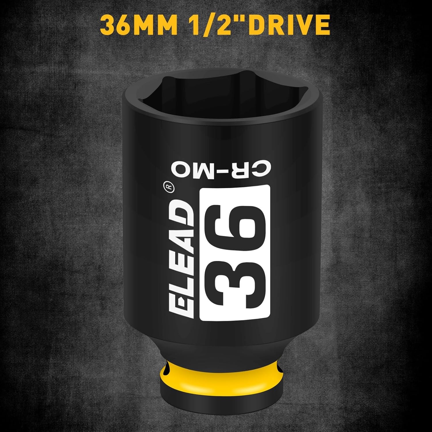 ELEAD 1/2" Drive Deep Impact Socket, 36 mm Metric 6 Point 1/2-inch Drive Impact
