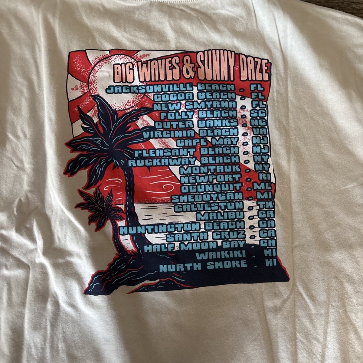 NWT Reel Life Big Waves & Sunny Daze T Shirt Graphic Tour Gray