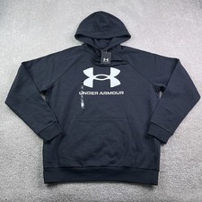 NEW Under Armour Hoodie Mens Medium Black UA Rival Fleece Logo Sweatshirt NWT
