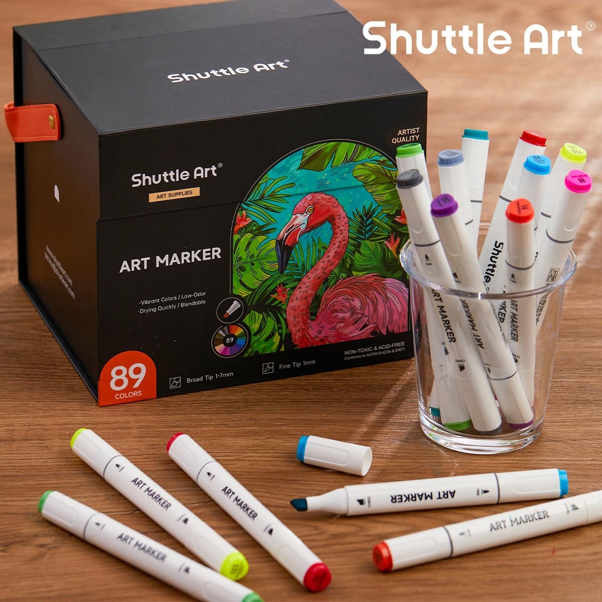 Shuttle Art SAMK88 88 Colors Dual Tip Markers - Pack of 88 for