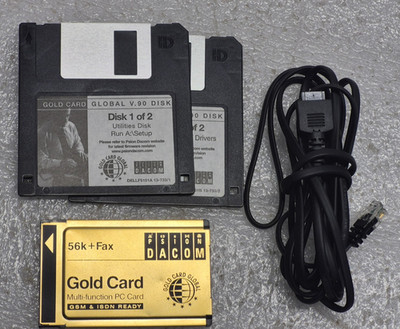 GoldCard WAN PCMCIA Slot PC 56K+ Fax Combine Modem Psion Dacom Software cable