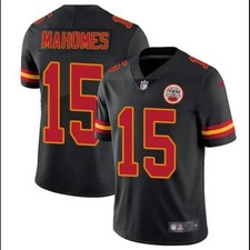 New  Patrick Mahomes 15 Embroidered Men's Jersey Black S-2XL