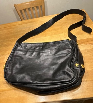 Vintage Authentic Robert Lee Morris Large Black Leather Bag - Made In Italy