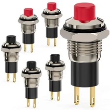 Push Button Switch, Self-Locking Mini Switches Latching 10mm Round DC24V 0.5A...