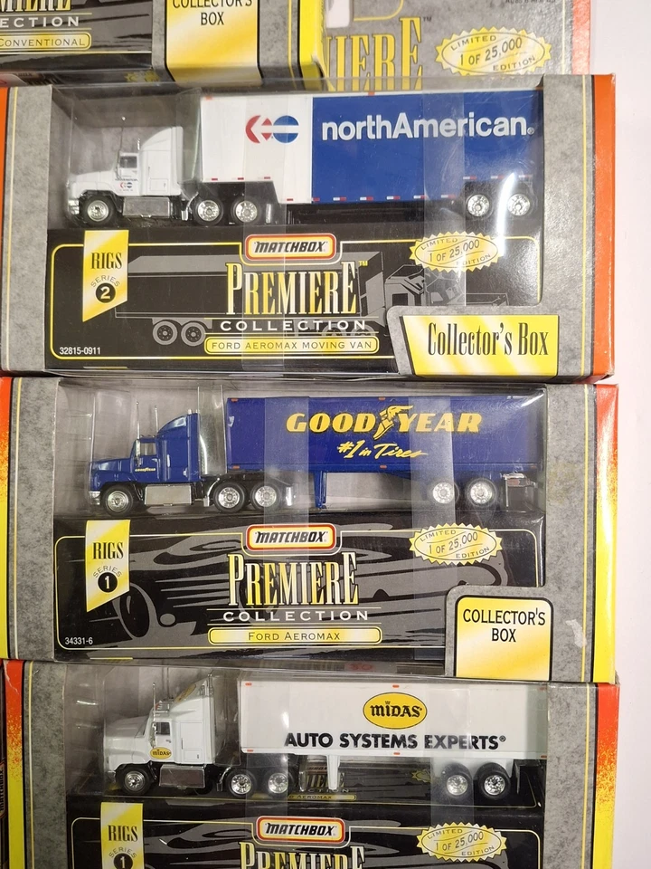 Matchbox Premiere rigs lot. Moving van, Container trailer, mack, Peterbilt Ford - Image 4 of 4