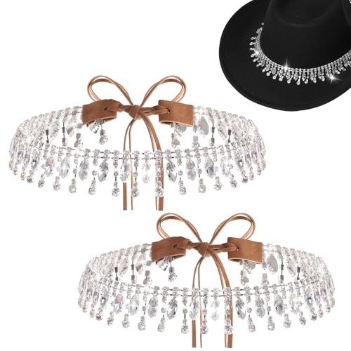 Rhinestone Cowboy Hat for Women Bling Hat Accessories Adjustable Western Silver