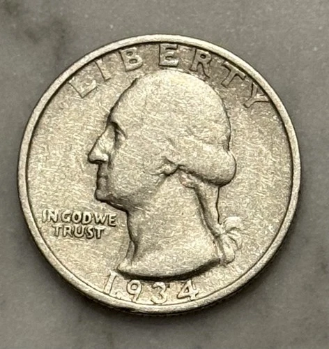 1934-D Washington Quarter - VG - Very Good - 90% Silver