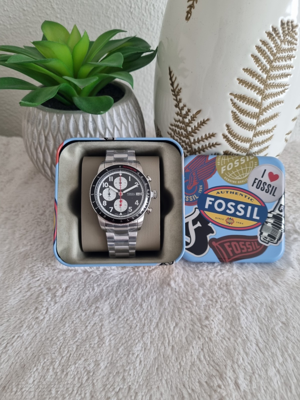 Montre Fossil Homme Sport Tourer chronographe FS6045 en acier noir