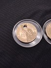 2 Old USA Golden One Dollar Coins With Holes - Washington & Adams — photo 6