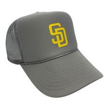NEW SAN DIEGO PADRES GRAY HAT 5 PANEL HIGH CROWN TRUCKER SNAPBACK VINTAGE