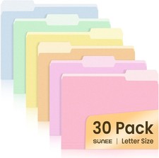 SUNEE File Folders, 30 Pack Manilla Folders 8.5 x 11, Colored File Folders Home