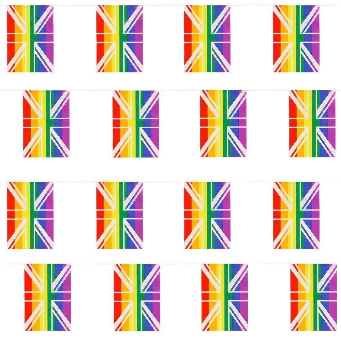 Rainbow Pride Union Jack Bunting - Pack of 1-10 Metre Bunting with 24 Flags Pri