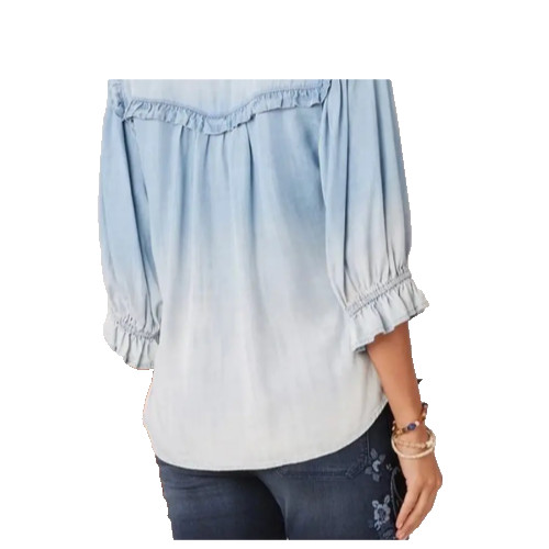 Democracy Ruffled Lantern Sleeve Button-Down Top … - image 2