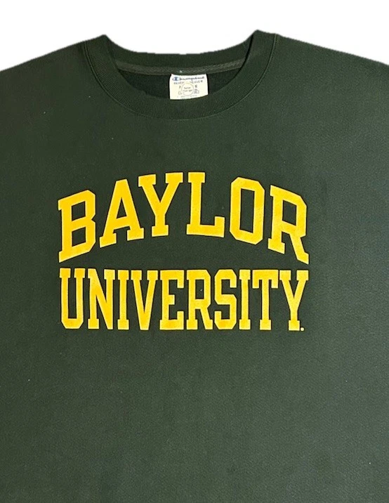 Moletom Vintage Champion Anos 90 Tecido Reverso BAYLOR BEARS Gola Redonda Verde Extra Grande - Imagem 3 de 4