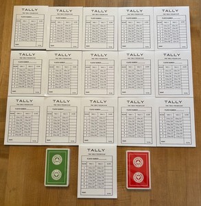 16- Tally Two Table Progressive Score Cards & 2 Decks of Cards